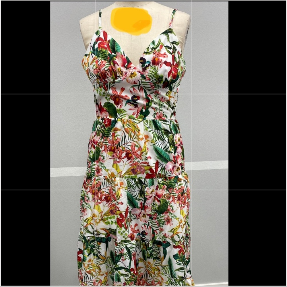 Maxi woven panels floral dress
